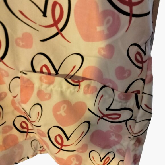 Samantha Mara Womens Scrub Top V Neck Top Pink Ribbon Medical Uniform 3X New - Picture 5 of 7